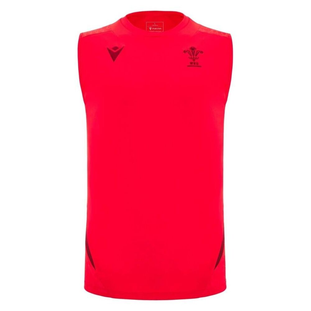 Macron Mens 2025 Wales RU Sleeveless Rugby Shirt / Red